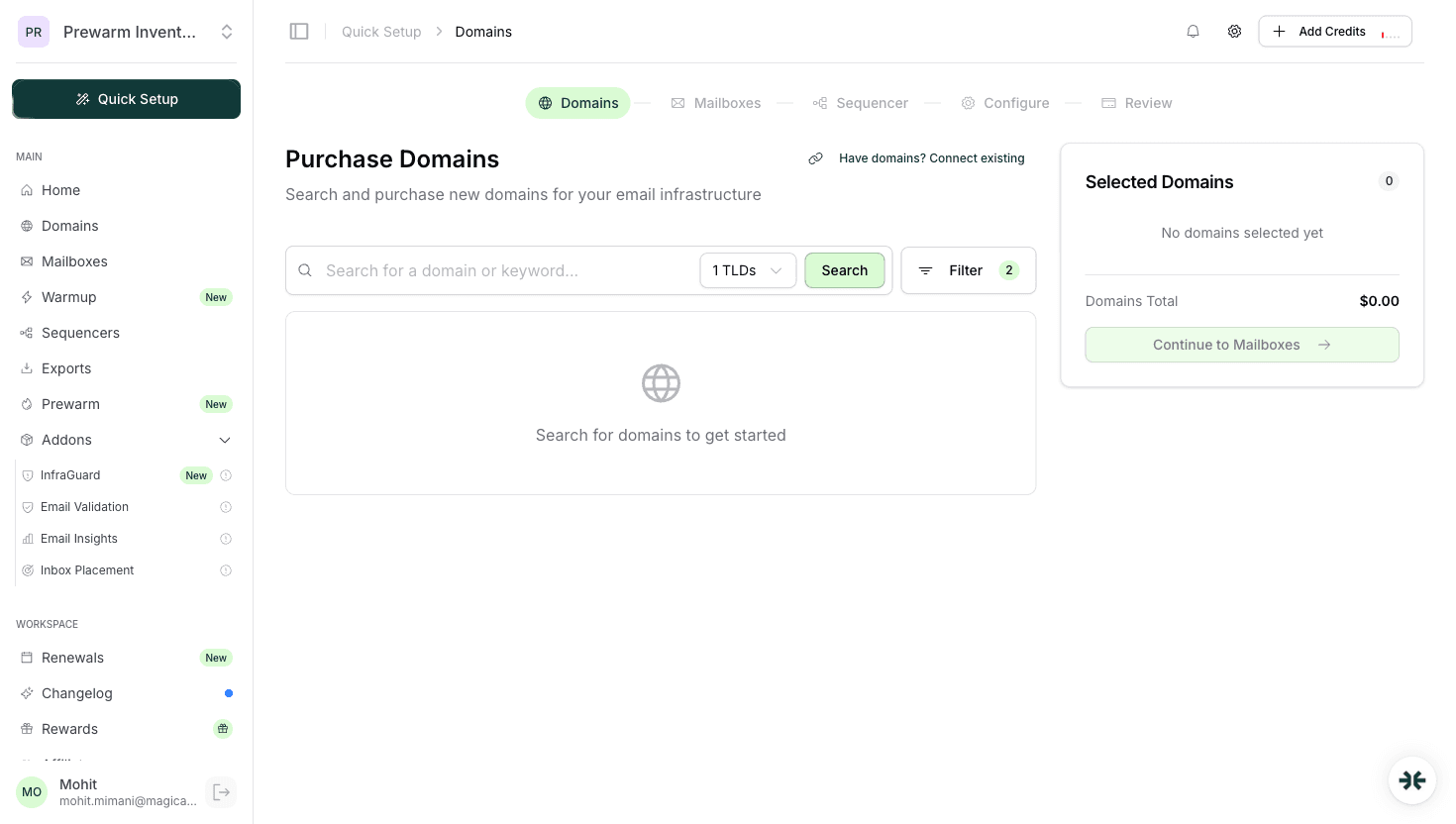 InboxKit instant self-serve setup